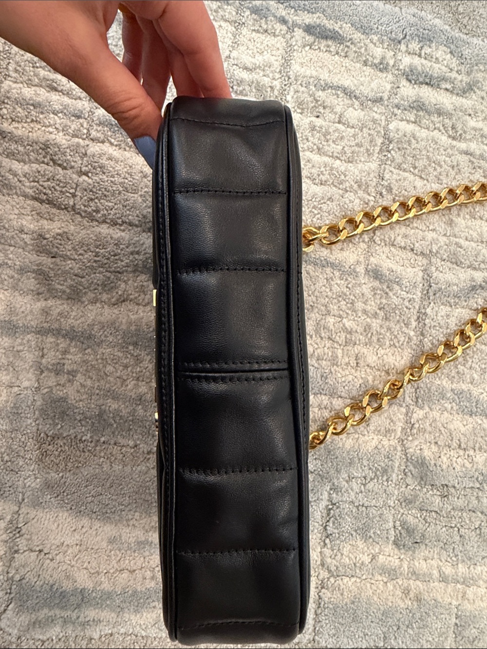 Celine Matelasse MonochromeQuilted Leather Shoulder Bag in Black with Gold Chain - Picture 9 of 15